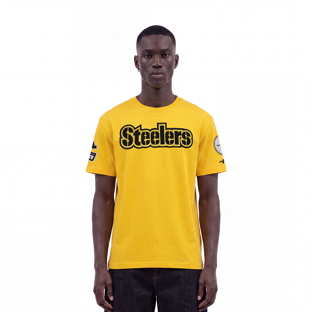 NFL PITTSBURGH STEELERS CLASSIC CHENILLE T-SHIRT À MANCHES COURTES POUR HOMME (JAUNE)