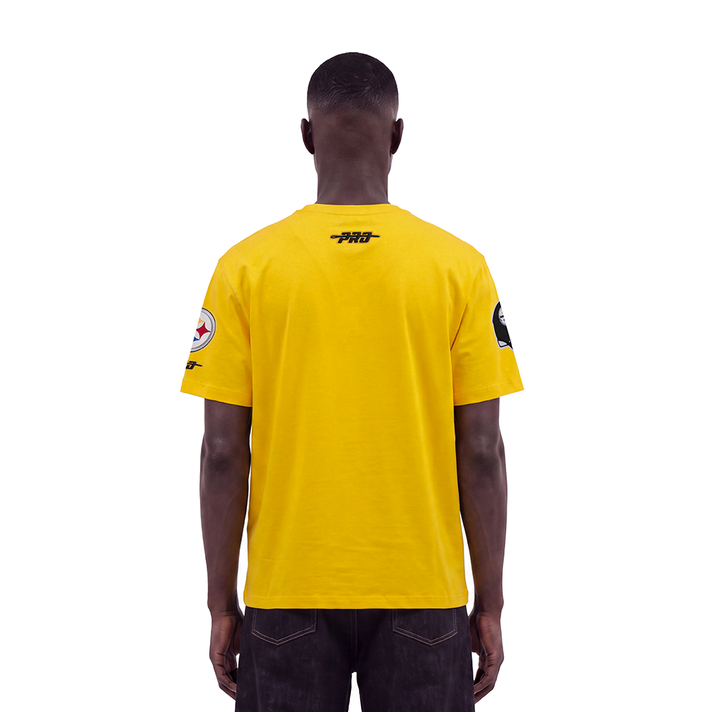 NFL PITTSBURGH STEELERS CLASSIC CHENILLE MEN'S SHORT SLEEVE TEE (YELLOW)