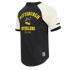 NFL PITTSBURGH STEELERS FIRST TEAM T-SHIRT À MANCHES RAGLAN POUR HOMME (COQUILLE D'ŒUF/NOIR)