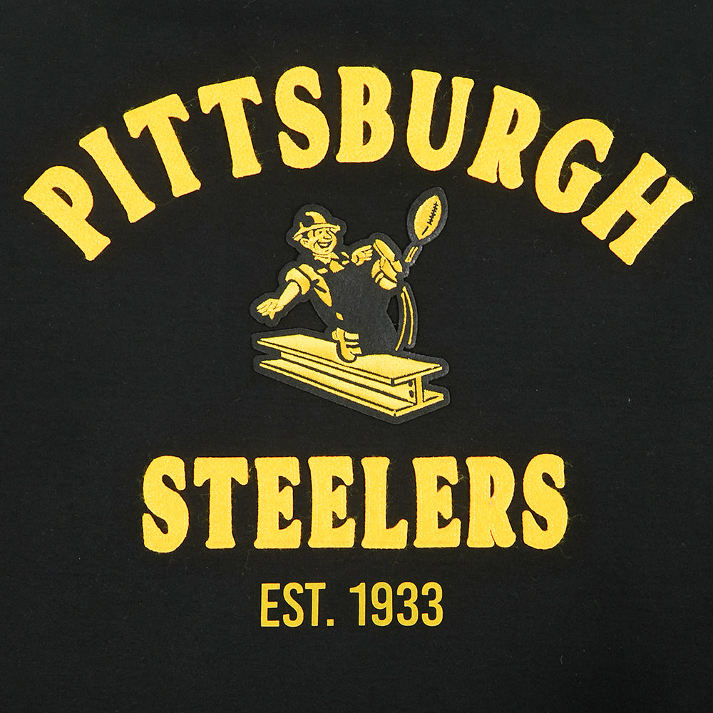 NFL PITTSBURGH STEELERS FIRST TEAM T-SHIRT À MANCHES RAGLAN POUR HOMME (COQUILLE D'ŒUF/NOIR)