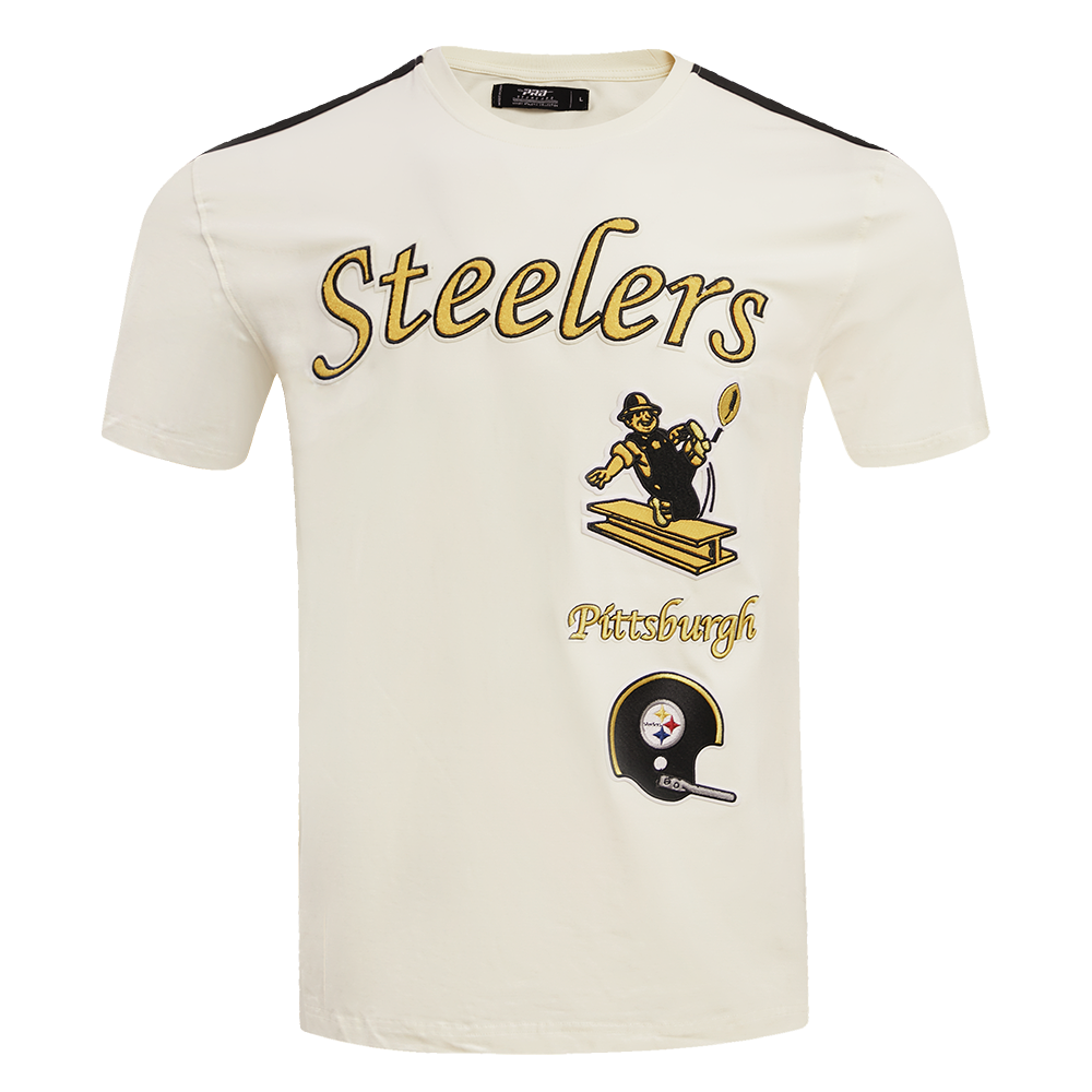 NFL PITTSBURGH STEELERS RETRO CLASSICS T-SHIRT À BANDES POUR HOMME (COQUILLE D'ŒUF/NOIR)