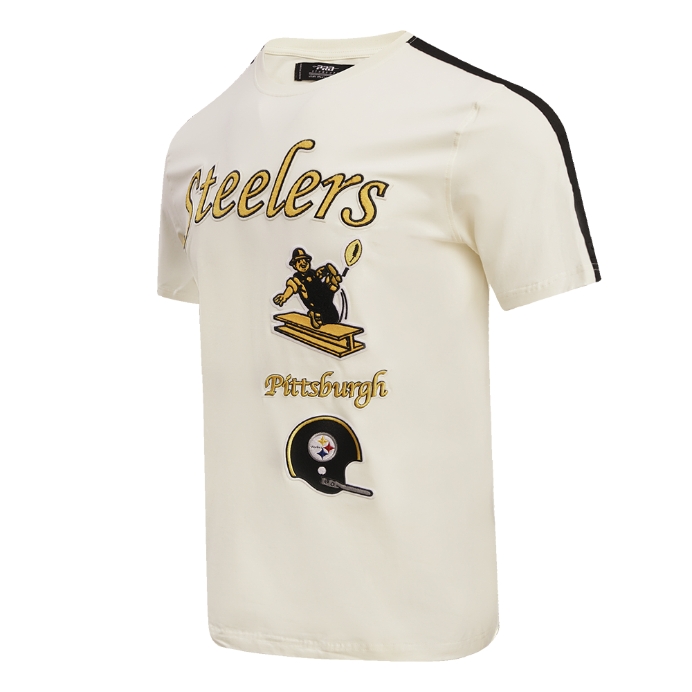 NFL PITTSBURGH STEELERS RETRO CLASSICS T-SHIRT À BANDES POUR HOMME (COQUILLE D'ŒUF/NOIR)
