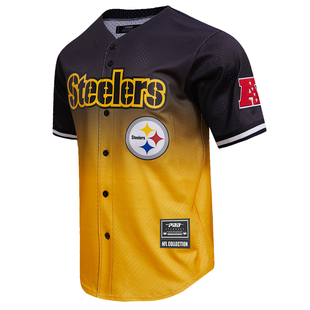 NFL PITTSBURGH STEELERS TEAM MEN'S MESH BUTTON DOWN JERSEY (BLACK/YELLOW)
