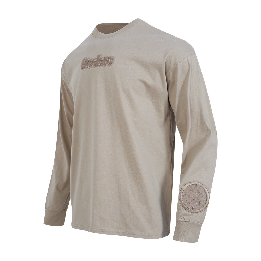 NFL PITTSBURGH STEELERS WINGSPAN MEN'S DROP SHOULDER LS TEE (TAUPE)