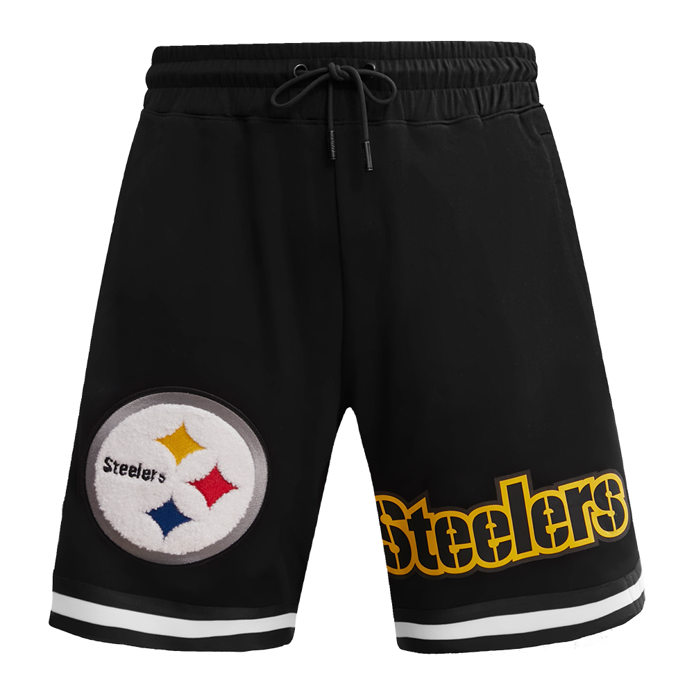NFL PITTSBURGH STEELERS CLASSIC CHENILLE MEN'S DK SHORT (BLACK)
