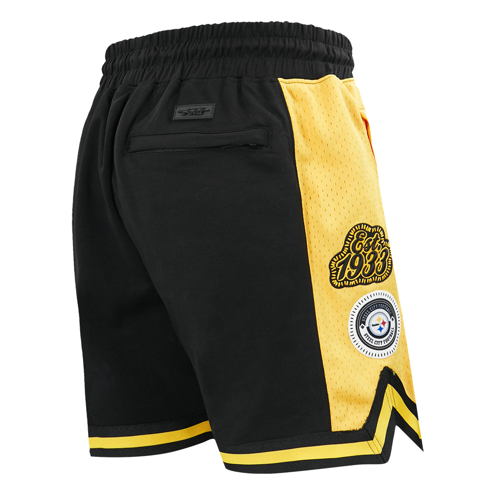 NFL PITTSBURGH STEELERS DIY PICK STITCH MEN'S DOUBLE KNIT 2.0 SHORT (BLACK/YELLOW)