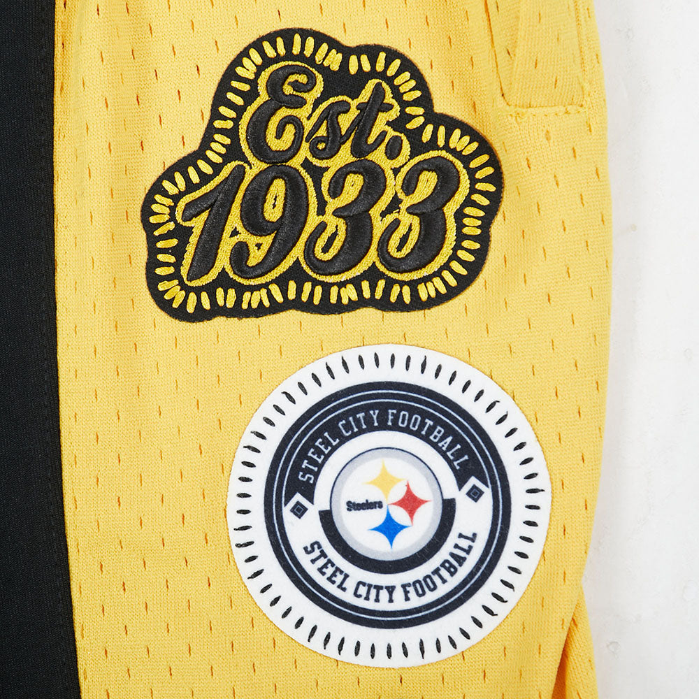 NFL PITTSBURGH STEELERS DIY PICK STITCH MEN'S DOUBLE KNIT 2.0 SHORT (BLACK/YELLOW)