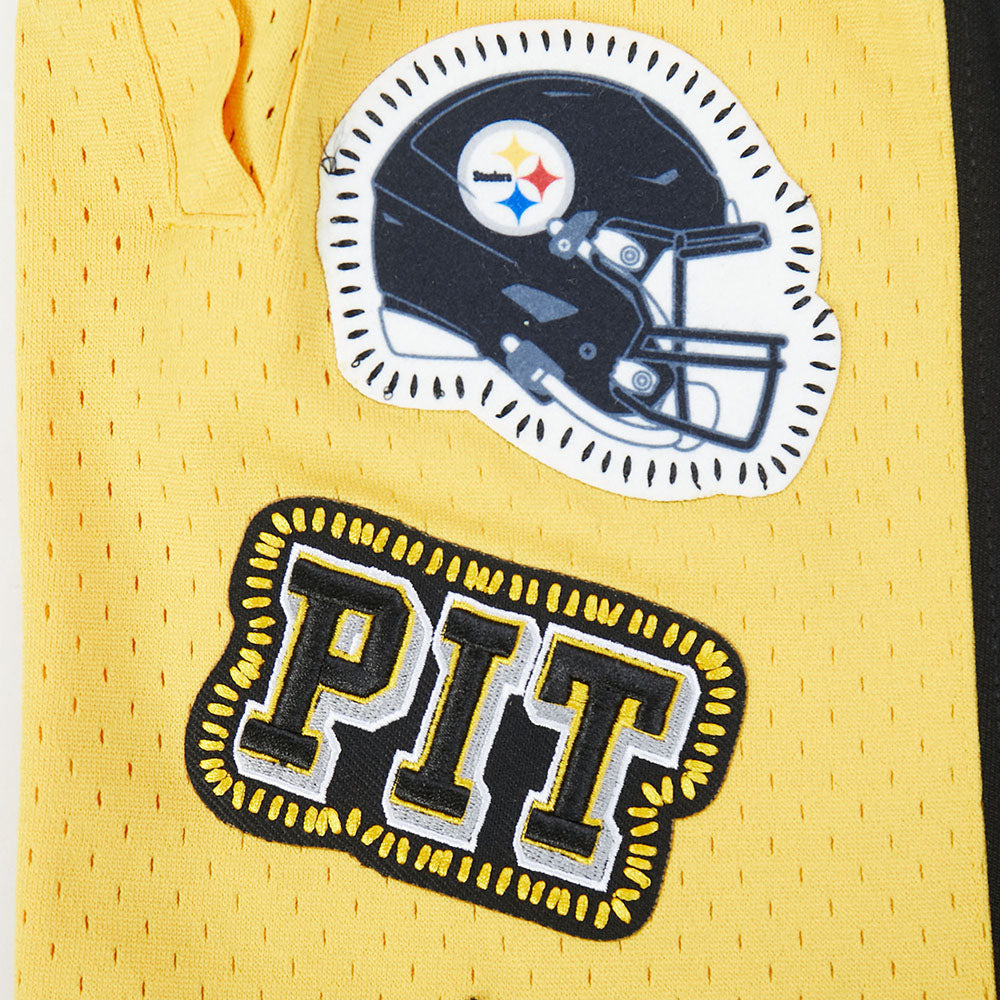 NFL PITTSBURGH STEELERS DIY PICK STITCH MEN'S DOUBLE KNIT 2.0 SHORT (BLACK/YELLOW)