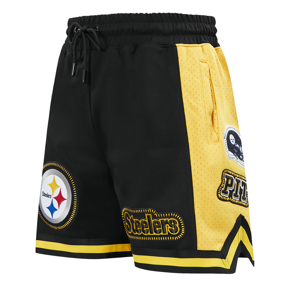 NFL PITTSBURGH STEELERS DIY PICK STITCH MEN'S DOUBLE KNIT 2.0 SHORT (BLACK/YELLOW)