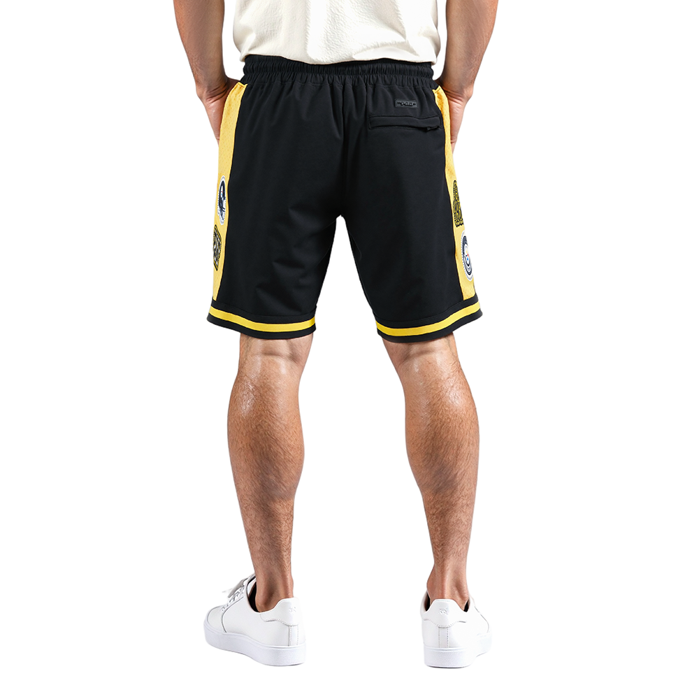 NFL PITTSBURGH STEELERS DIY PICK STITCH MEN'S DOUBLE KNIT 2.0 SHORT (BLACK/YELLOW)