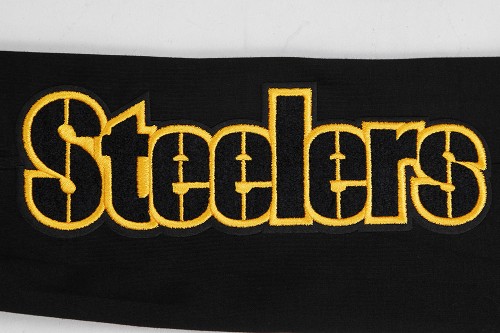 NFL PITTSBURGH STEELERS CLASSIC CHENILLE PANTALON JOGGER EN MAILLE DOUBLE POUR HOMME (NOIR)