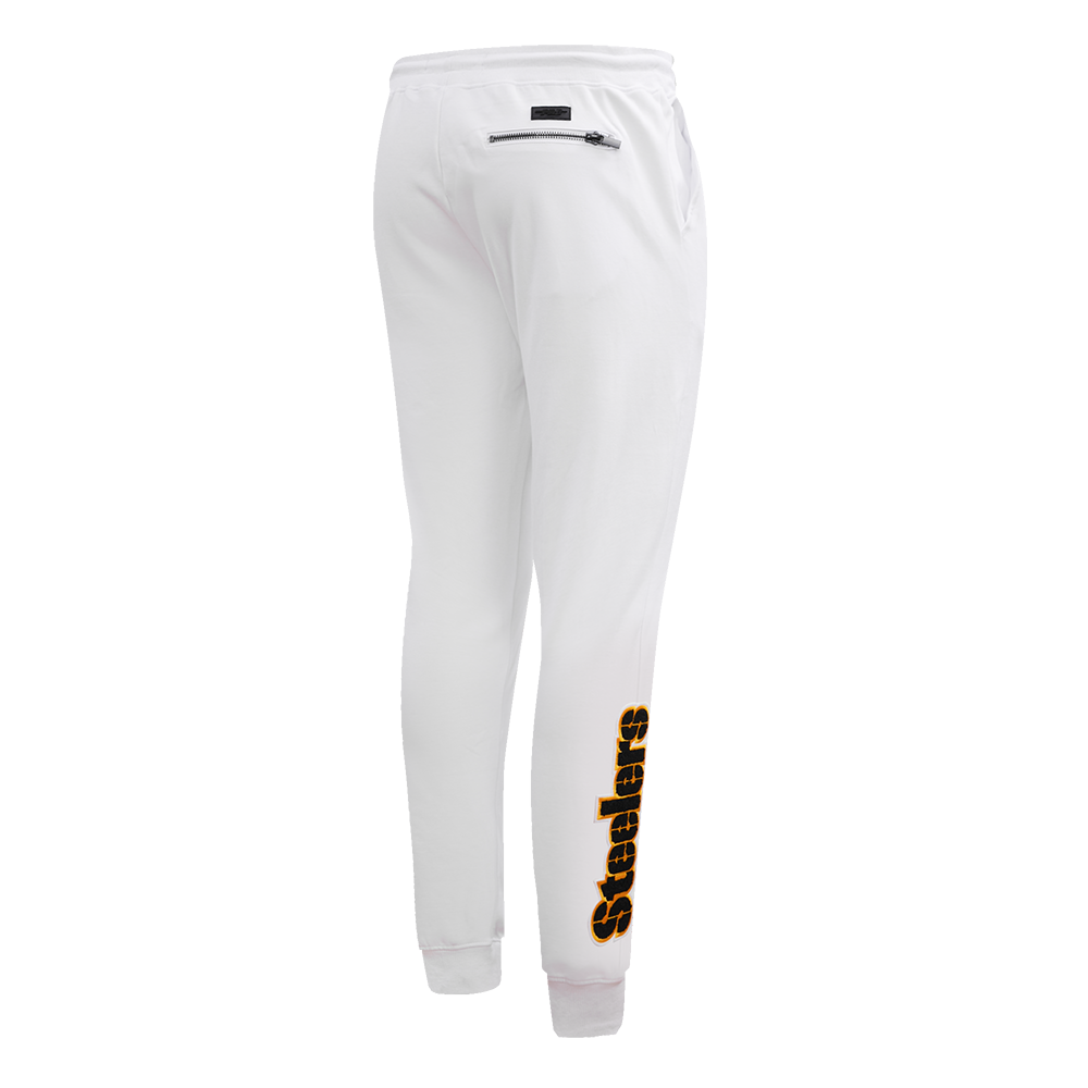 NFL PITTSBURGH STEELERS CLASSIC CHENILLE PANTALON JOGGER EN MAILLE DOUBLE (BLANC)