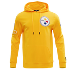 NFL PITTSBURGH STEELERS CLASSIC CHENILLE MEN'S DOUBLE KNIT PULLOVER HOODIE (YELLOW)