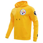 NFL PITTSBURGH STEELERS CLASSIC CHENILLE MEN'S DOUBLE KNIT PULLOVER HOODIE (YELLOW)