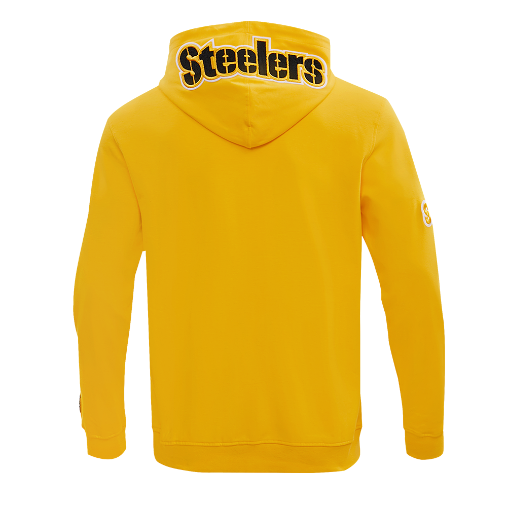 NFL PITTSBURGH STEELERS CLASSIC CHENILLE MEN'S DOUBLE KNIT PULLOVER HOODIE (YELLOW)