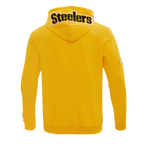 NFL PITTSBURGH STEELERS CLASSIC CHENILLE MEN'S DOUBLE KNIT PULLOVER HOODIE (YELLOW)