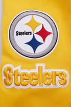 NFL PITTSBURGH STEELERS CLASSIC CHENILLE MEN'S DOUBLE KNIT PULLOVER HOODIE (YELLOW)