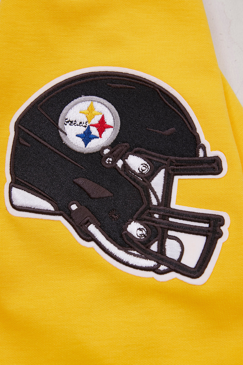 NFL PITTSBURGH STEELERS CLASSIC CHENILLE MEN'S DOUBLE KNIT PULLOVER HOODIE (YELLOW)