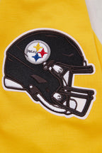 NFL PITTSBURGH STEELERS CLASSIC CHENILLE MEN'S DOUBLE KNIT PULLOVER HOODIE (YELLOW)