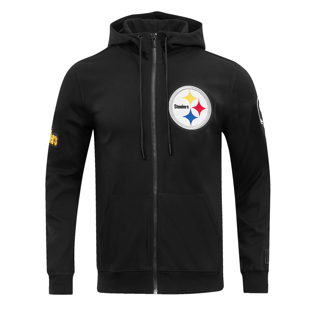 NFL PITTSBURGH STEELERS CLASSIC CHENILLE CHANDAIL À CAPUCHON EN MAILLE DOUBLE À GLISSIÈRE POUR HOMME (NOIR)