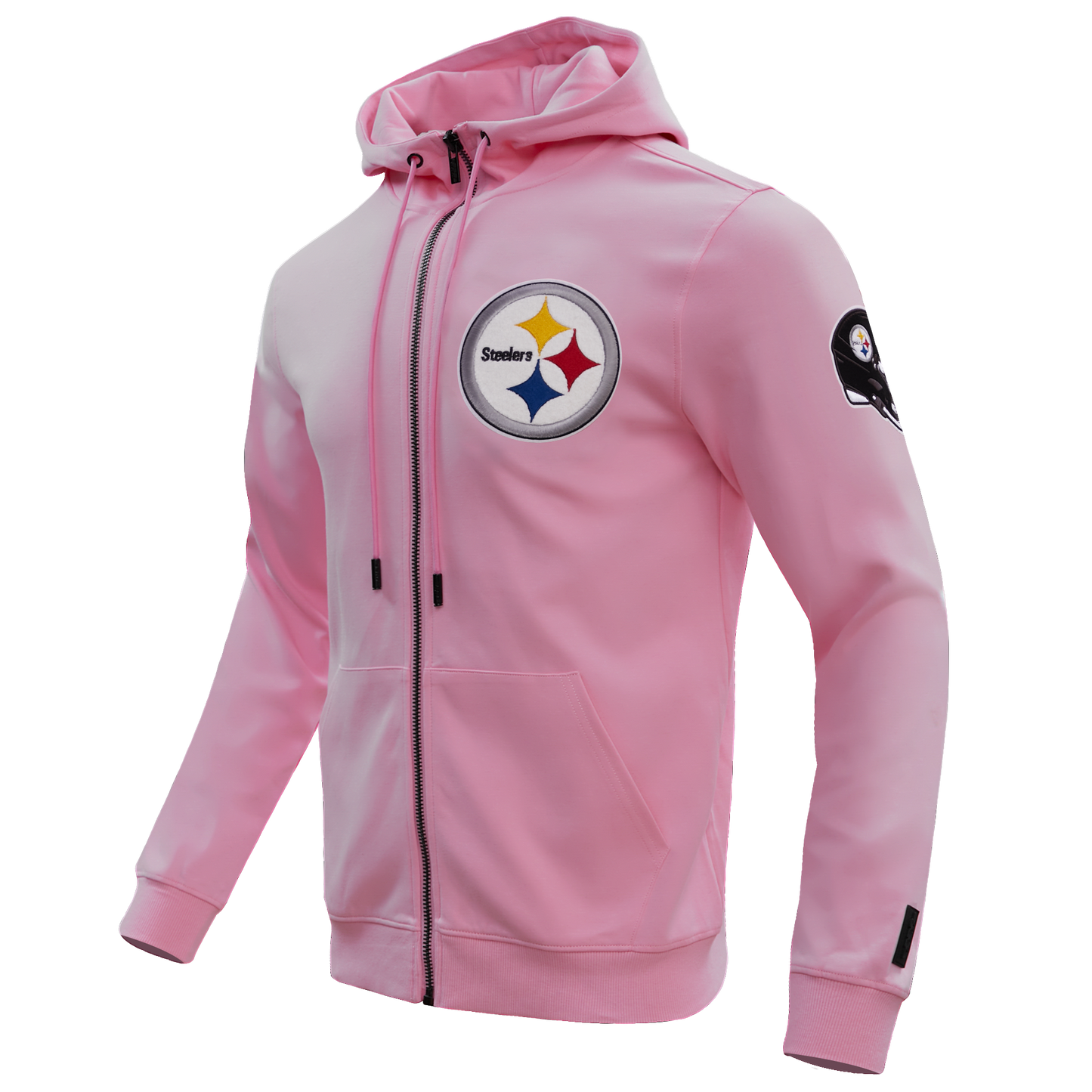 NFL PITTSBURGH STEELERS CLASSIC CHENILLE MEN'S FZ HOODIE (PINK)