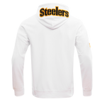 NFL PITTSBURGH STEELERS CLASSIC CHENILLE MEN'S DOUBLE KNIT  FULL ZIP HOODIE (WHITE)