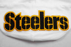 NFL PITTSBURGH STEELERS CLASSIC CHENILLE MEN'S DOUBLE KNIT  FULL ZIP HOODIE (WHITE)