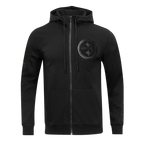 NFL PITTSBURGH STEELERS TRIPLE BLACK CHANDAIL À CAPUCHON EN MAILLE DOUBLE À GLISSIÈRE POUR HOMME (TRIPLE NOIR)