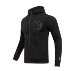 NFL PITTSBURGH STEELERS TRIPLE BLACK CHANDAIL À CAPUCHON EN MAILLE DOUBLE À GLISSIÈRE POUR HOMME (TRIPLE NOIR)