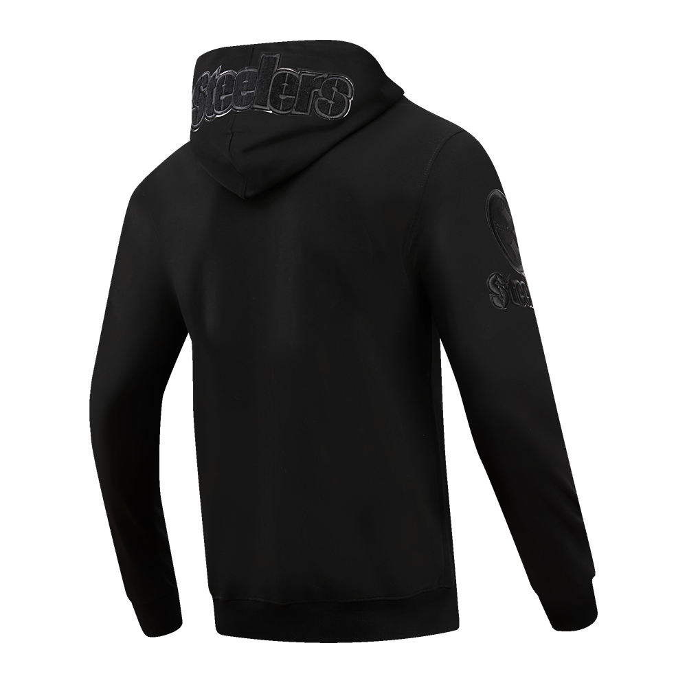 NFL PITTSBURGH STEELERS TRIPLE BLACK CHANDAIL À CAPUCHON EN MAILLE DOUBLE À GLISSIÈRE POUR HOMME (TRIPLE NOIR)