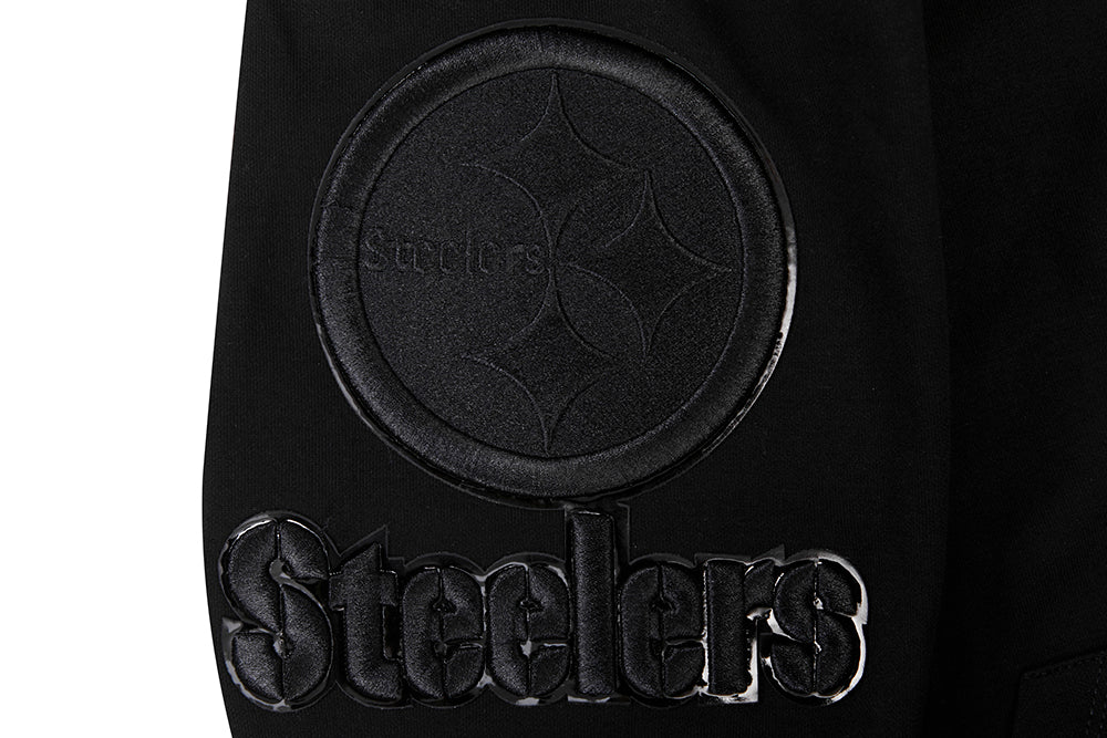 NFL PITTSBURGH STEELERS TRIPLE BLACK CHANDAIL À CAPUCHON EN MAILLE DOUBLE À GLISSIÈRE POUR HOMME (TRIPLE NOIR)