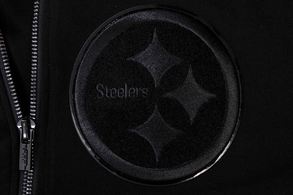 NFL PITTSBURGH STEELERS TRIPLE BLACK CHANDAIL À CAPUCHON EN MAILLE DOUBLE À GLISSIÈRE POUR HOMME (TRIPLE NOIR)