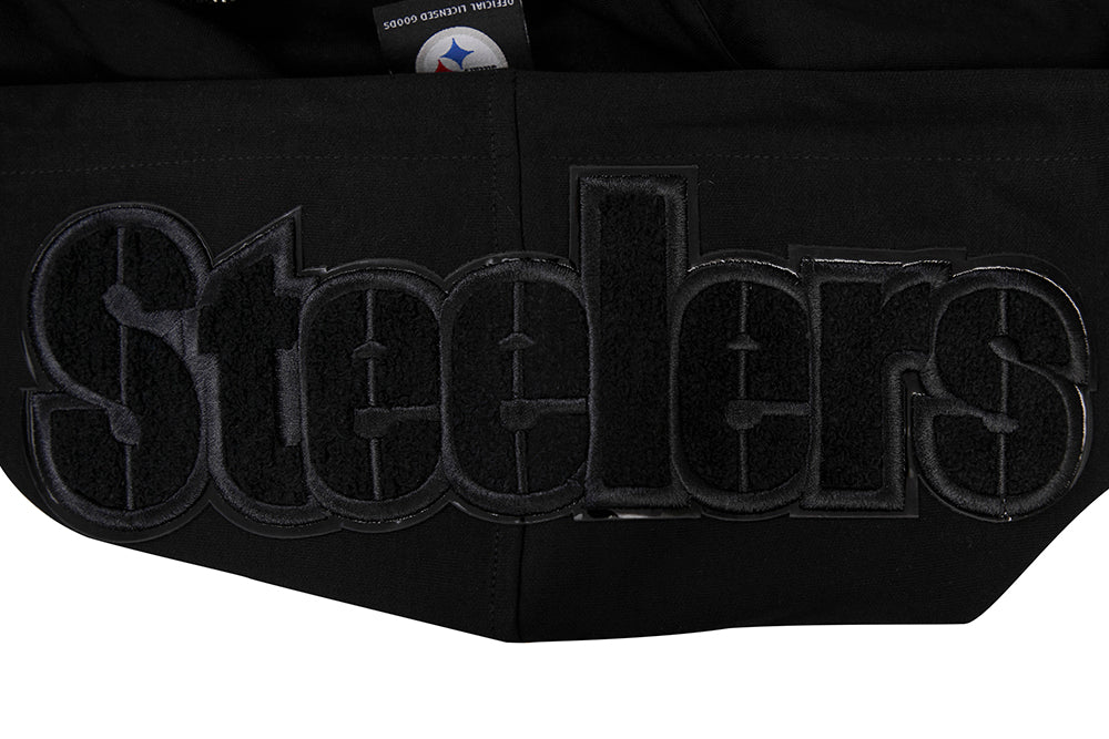 NFL PITTSBURGH STEELERS TRIPLE BLACK CHANDAIL À CAPUCHON EN MAILLE DOUBLE À GLISSIÈRE POUR HOMME (TRIPLE NOIR)