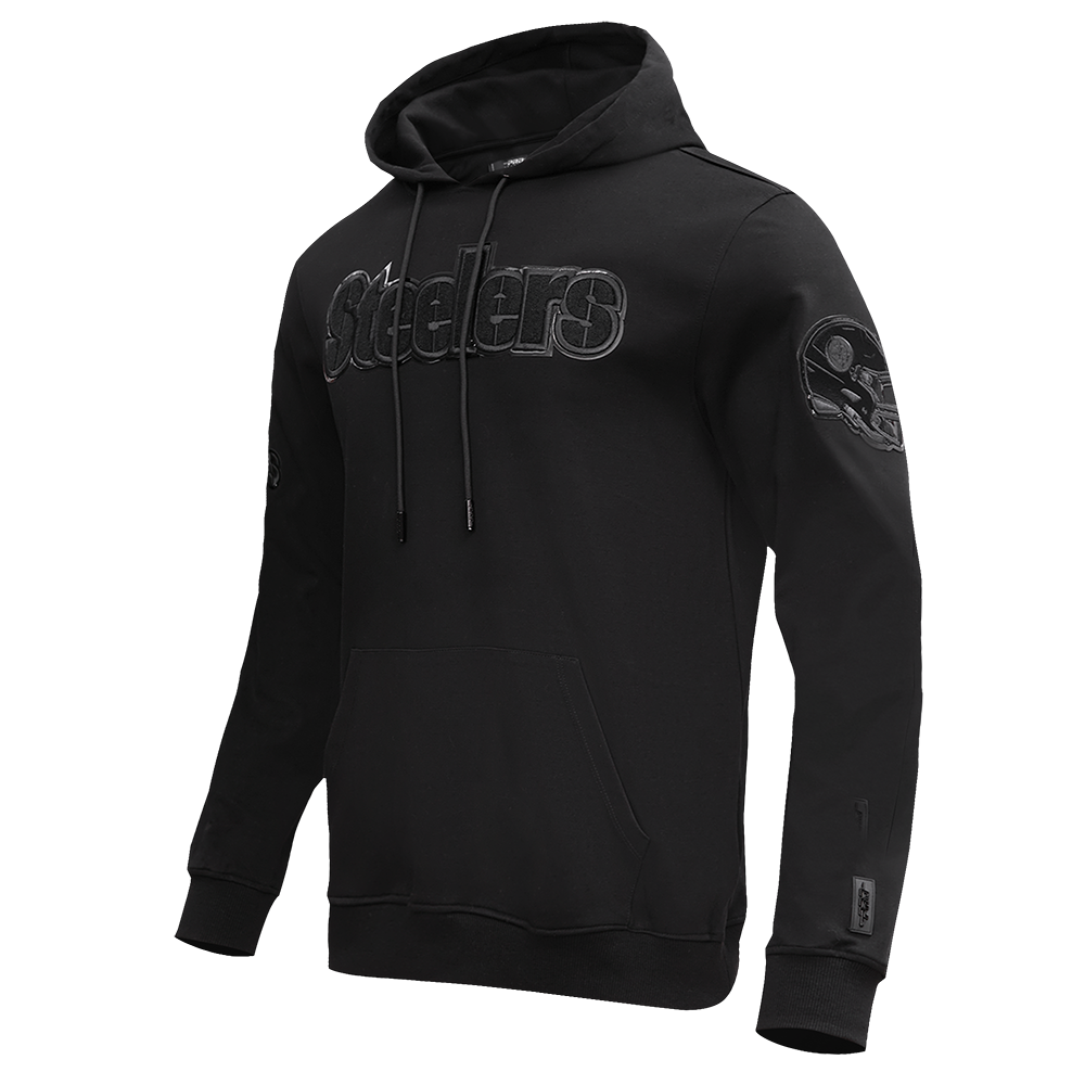NFL PITTSBURGH STEELERS TRIPLE BLACK MEN'S PULLOVER HOODIE (TRIPLE BLACK)