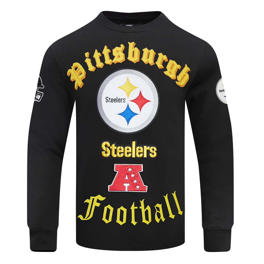 NFL PITTSBURGH STEELERS OLD ENGLISH CHANDAIL À COL ROND POUR HOMME (NOIR)