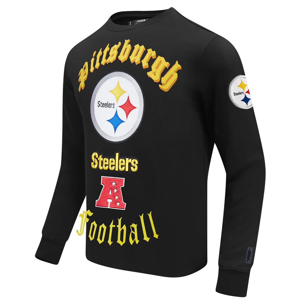 NFL PITTSBURGH STEELERS OLD ENGLISH CHANDAIL À COL ROND POUR HOMME (NOIR)