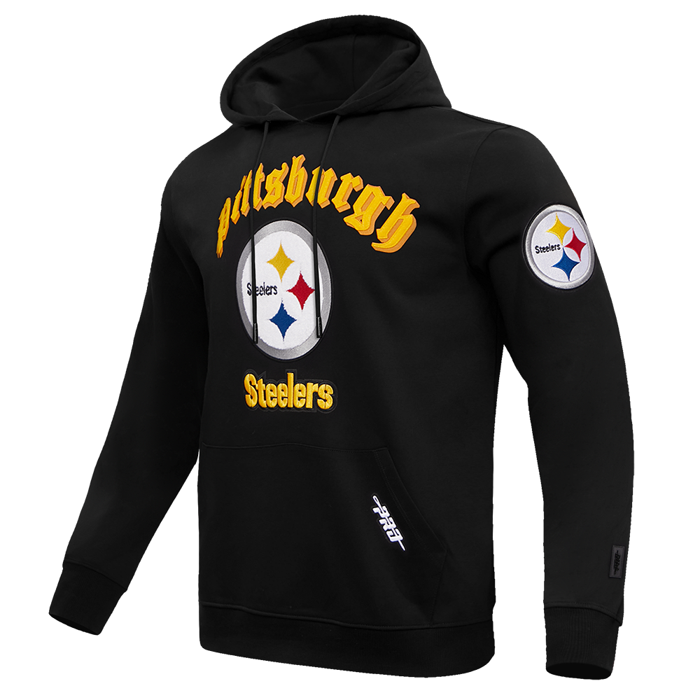 NFL PITTSBURGH STEELERS OLD ENGLISH MEN'S PO HOODIE (BLACK)