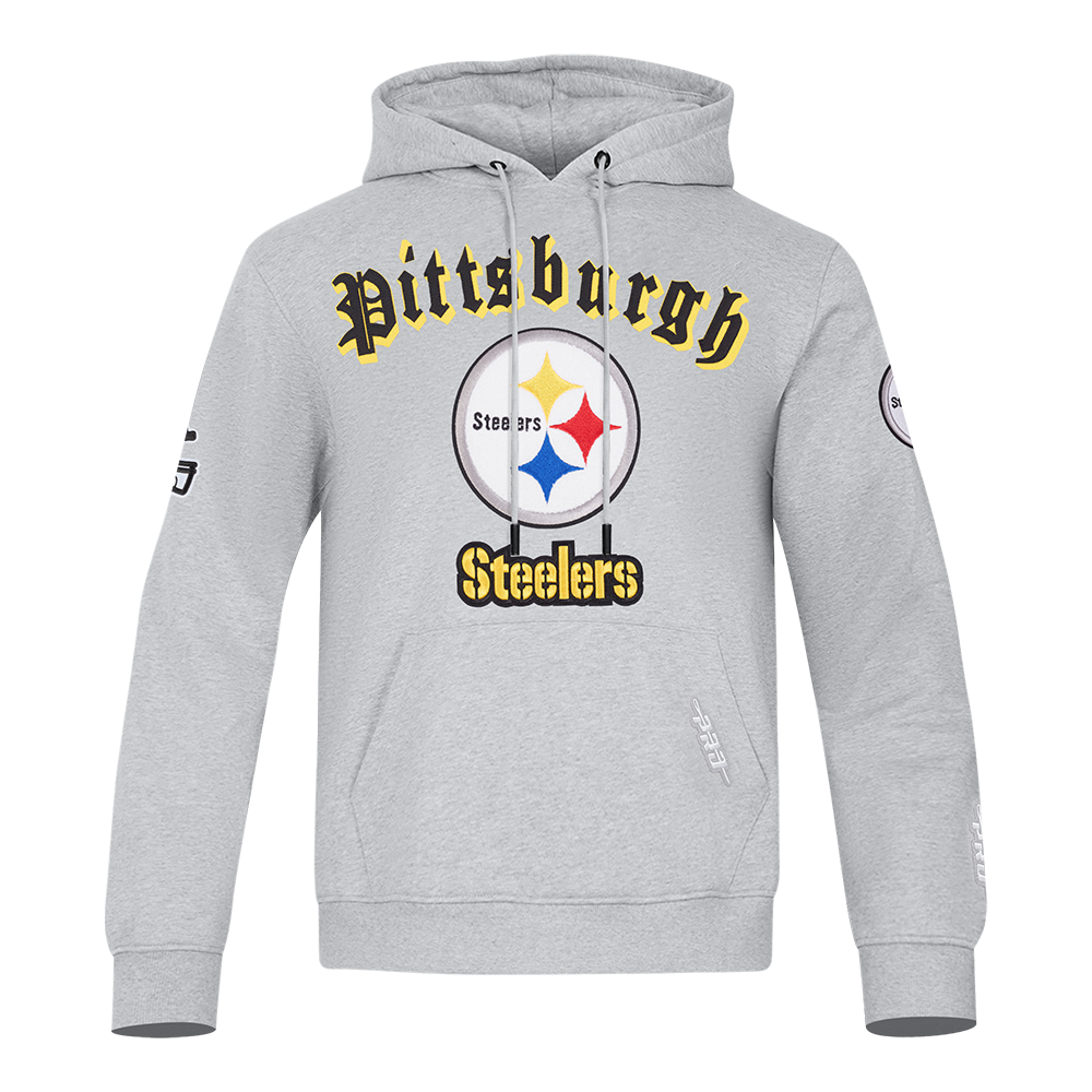 NFL PITTSBURGH STEELERS OLD ENGLISH CHANDAIL À CAPUCHON POUR HOMME (GRIS CHINÉ)