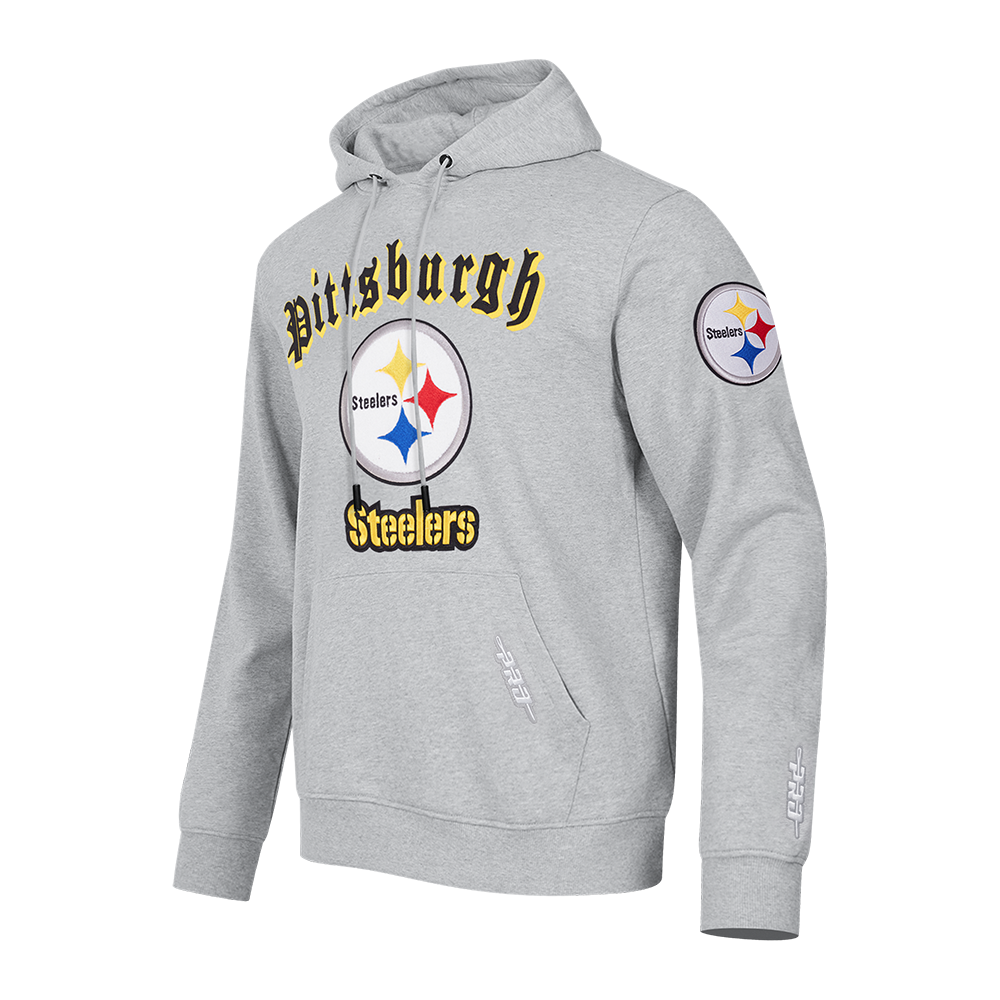 NFL PITTSBURGH STEELERS OLD ENGLISH CHANDAIL À CAPUCHON POUR HOMME (GRIS CHINÉ)