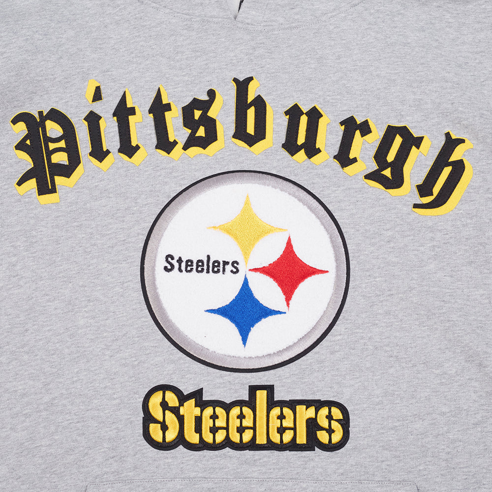 NFL PITTSBURGH STEELERS OLD ENGLISH CHANDAIL À CAPUCHON POUR HOMME (GRIS CHINÉ)