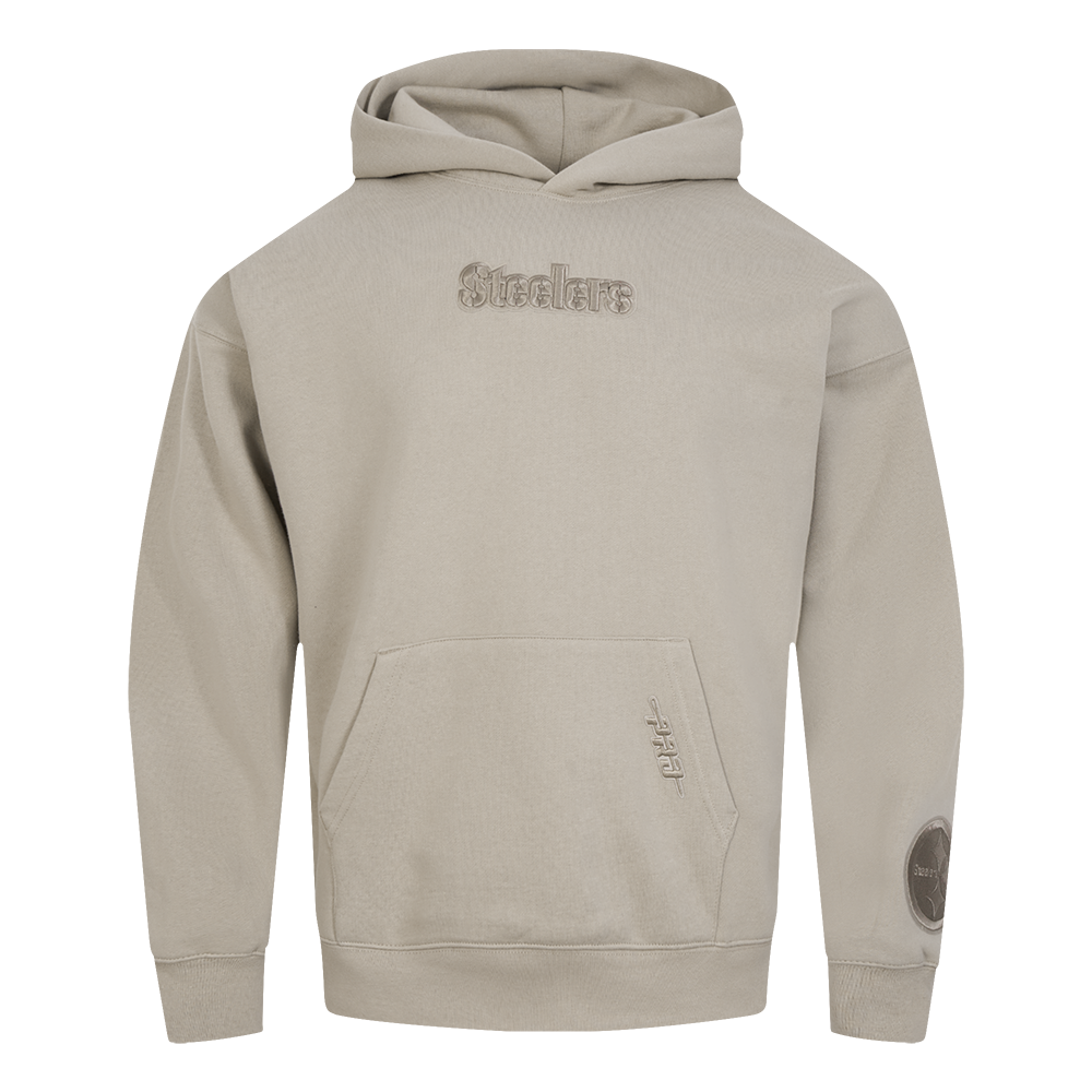 NFL PITTSBURGH STEELERS WINGSPAN MEN'S DROP SHOULDER PO HOODIE (TAUPE)