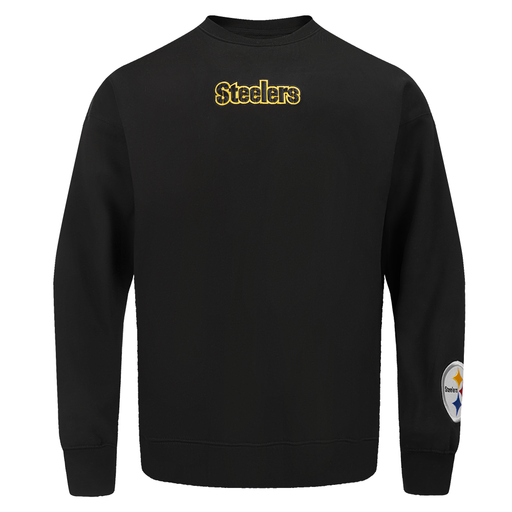 NFL PITTSBURGH STEELERS WINGSPAN MEN'S DROP SHOULDER FLEECE CREWNECK (BLACK)
