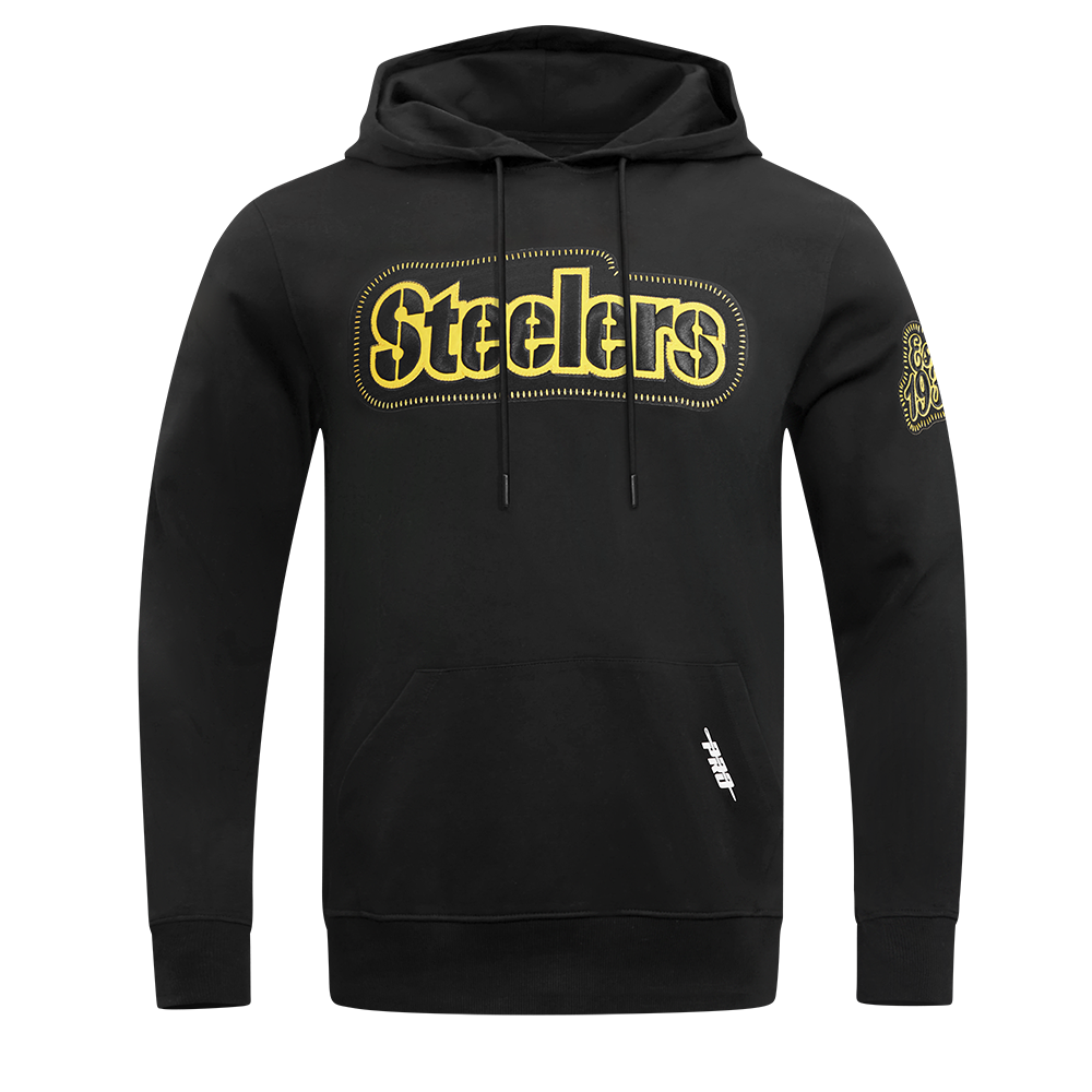 NFL PITTSBURGH STEELERS DIY PICK STITCH MEN'S DOUBLE KNIT PULLOVER HOODIE (BLACK)