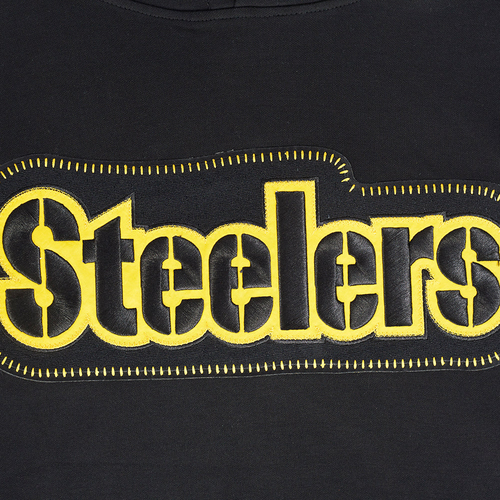 NFL PITTSBURGH STEELERS DIY PICK STITCH MEN'S DOUBLE KNIT PULLOVER HOODIE (BLACK)