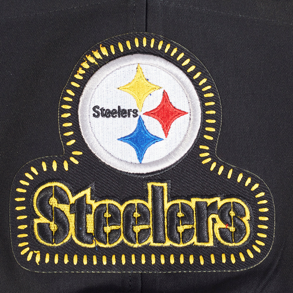 NFL PITTSBURGH STEELERS DIY PICK STITCH MEN'S DOUBLE KNIT PULLOVER HOODIE (BLACK)