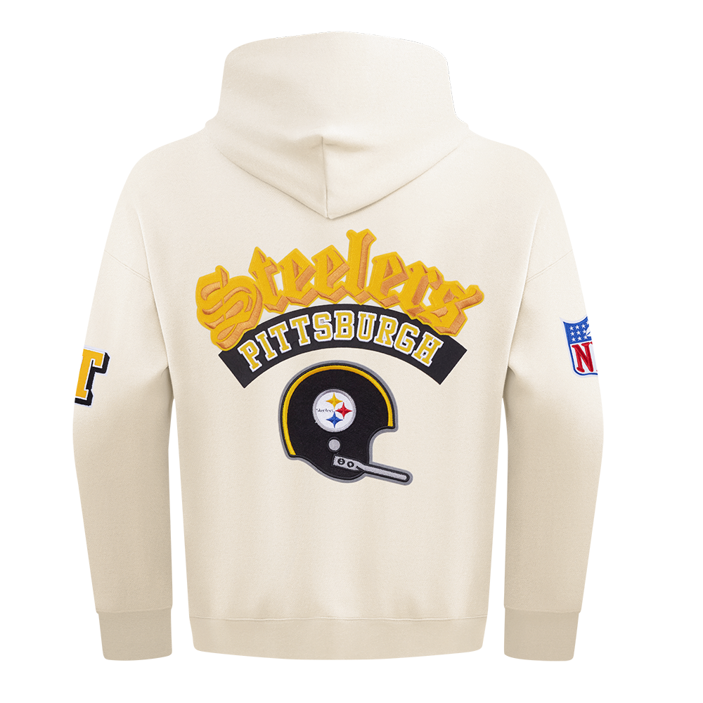 NFL PITTSBURGH STEELERS BEST OF MEN'S DROP SHOULDER FLC PO HOODIE (EGGSHELL)