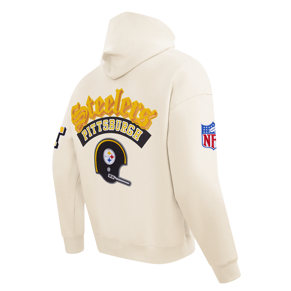 NFL PITTSBURGH STEELERS BEST OF MEN'S DROP SHOULDER FLC PO HOODIE (EGGSHELL)