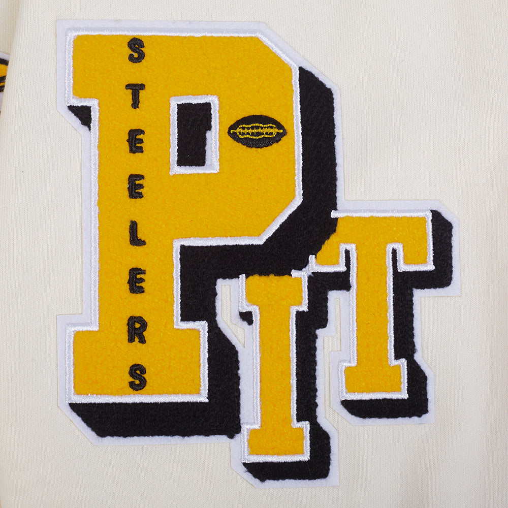 NFL PITTSBURGH STEELERS BEST OF MEN'S DROP SHOULDER FLC PO HOODIE (EGGSHELL)