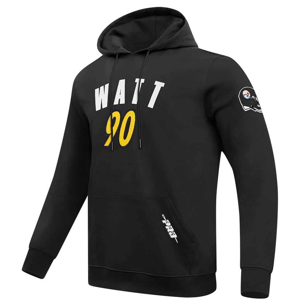 NFL PITTSBURGH STEELERS T.J. WATT #90 CLASSIC PNN MEN'S DK PO HOODIE (BLACK)