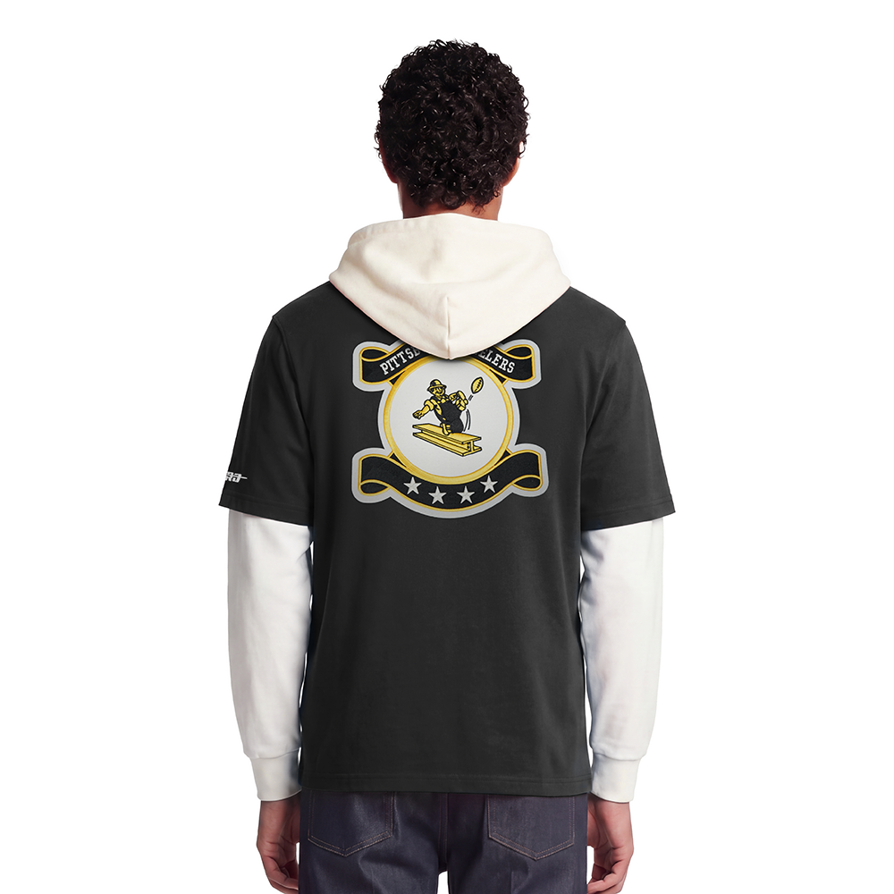 NFL PITTSBURGH STEELERS ORIGINAL PLAYERS MEN'S PULL OVER HOODIE (BLACK/EGGSHELL)